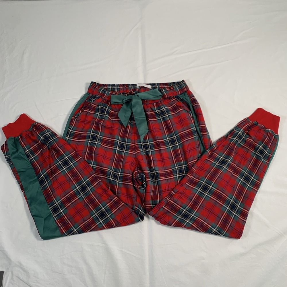 Abercrombie & Fitch Sleep Women's Size Small Pajama Jogger Pants Red Plaid Satin
